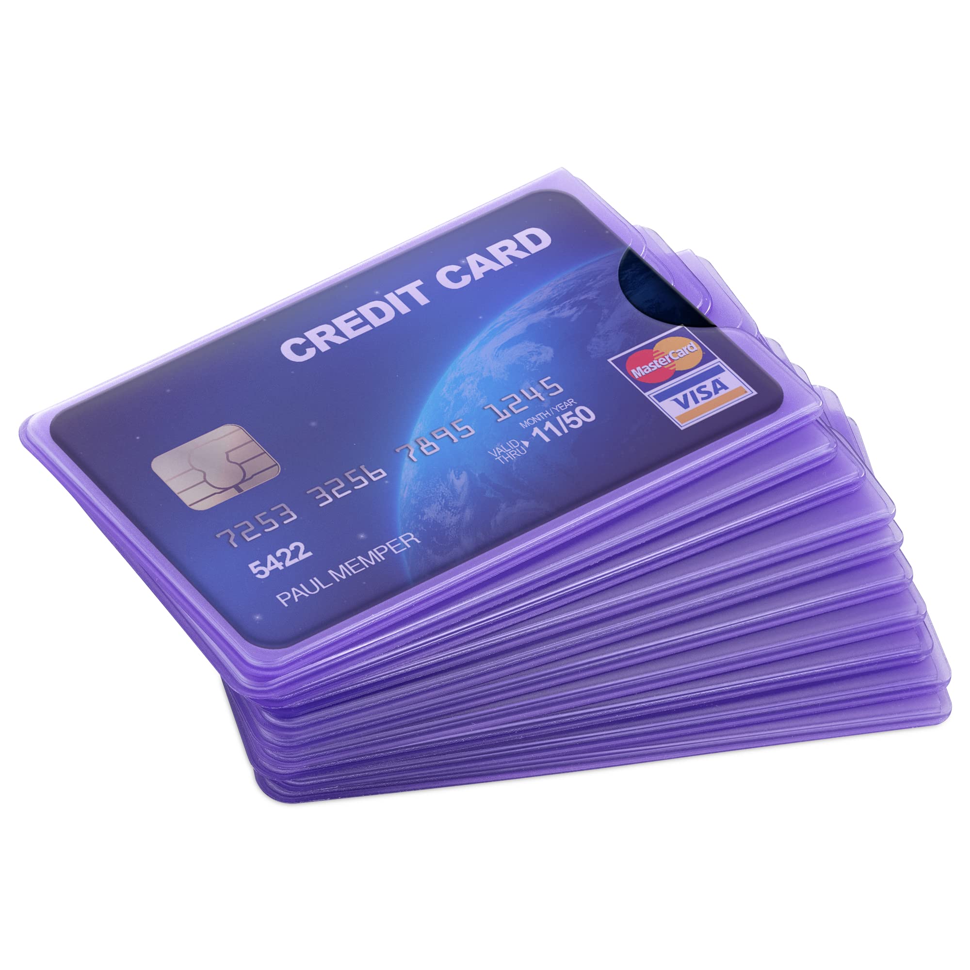 kwmobile Set 10 Custodie Protettive per Tessere - Portacarte Portatessere - Carta di Credito Tessera Sanitaria Patente Bancomat - Lavanda Trasparente