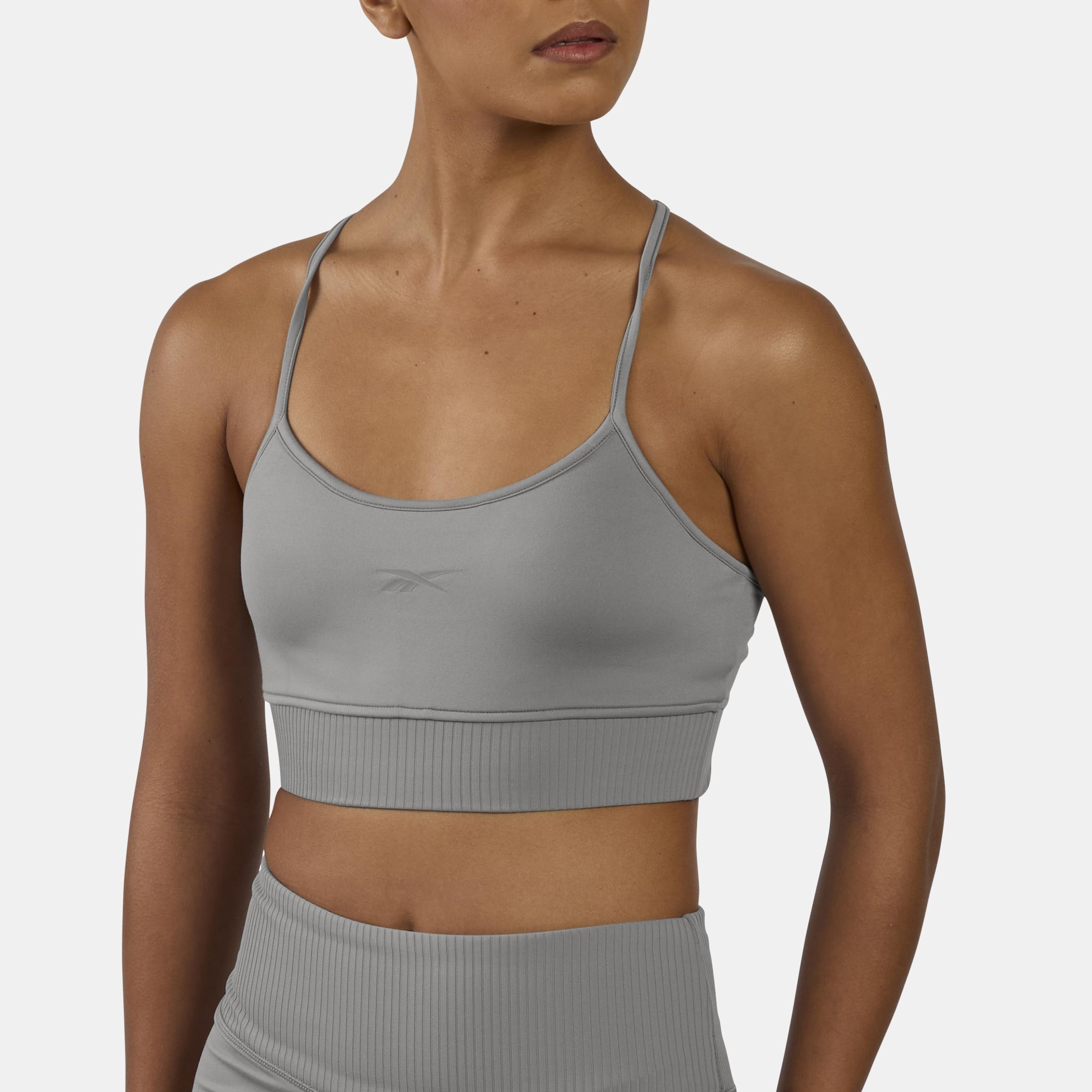 Reebok Lux Peached Strappy Bra Gray