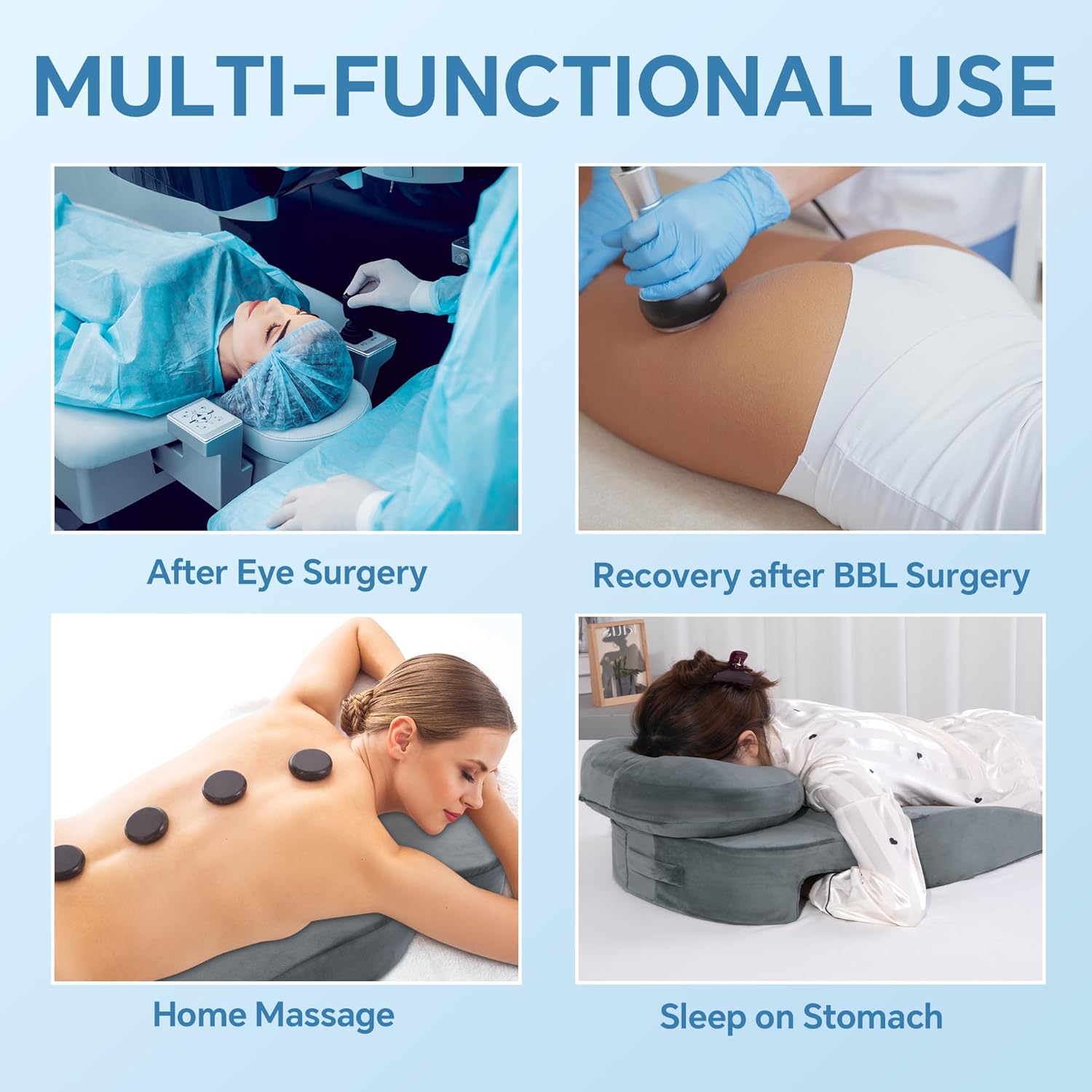 MABOZOO Face Down Prone Pillow, Massage Pillow with Headrest and Removable Chest Cushion, Face Down Massage Cushion for Sleeping, Massage