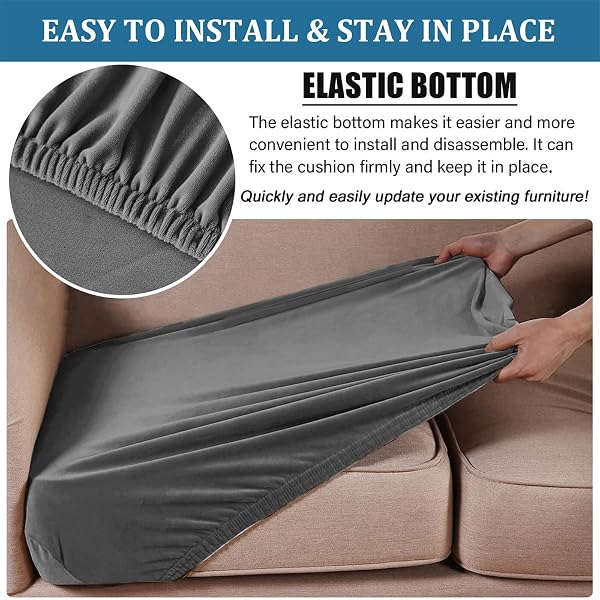 copriseduta Divano Copri Elastico Cuscini Seduta sedie Arredamento copricuscini coprisedie Telo Impermeabile coprisedia Cuscino Elasticizzato copricuscino divani (1 Posto,Grigio) - 5