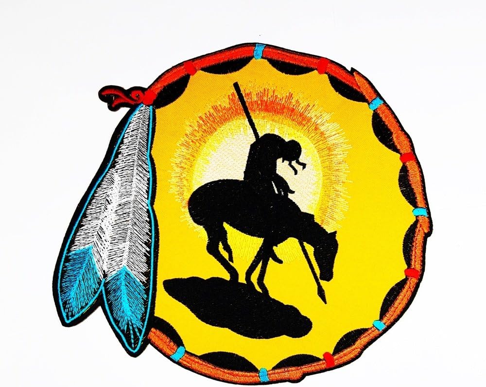 RABANA XXL Native American Indian Motorcycle biker club Patch for DIY Bone Ghost Hog Outlaw Hot Rod Motorcycles Rider Lady Biker Jacket T shirt Patch Sew Iron on Embroidered Badge Sign Costume