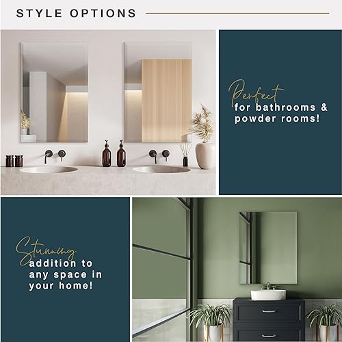 Miniatura 6 de MCS Espejo de pared sin marco con bisel de 1 pulgada, 30 x 36 pulgadas