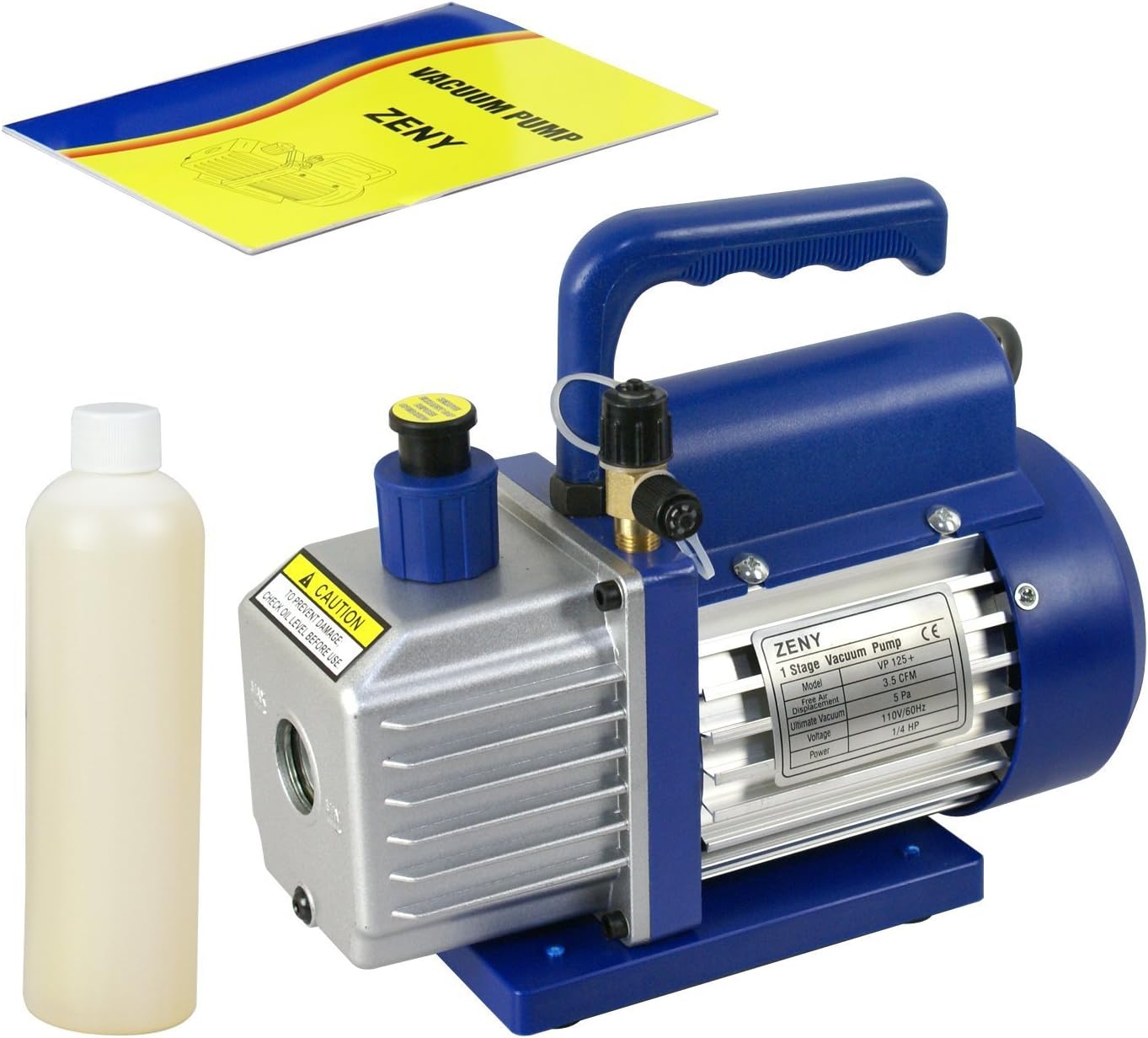 3.5 CFM Electric Single-Stage Rotary Vane Deep Vacuum Pump 1/4HP HVAC A/C Refrigeration Kit AC Manifold Gauge Bundle Kit R134a (3.5 CFM + Manifold Gauge)