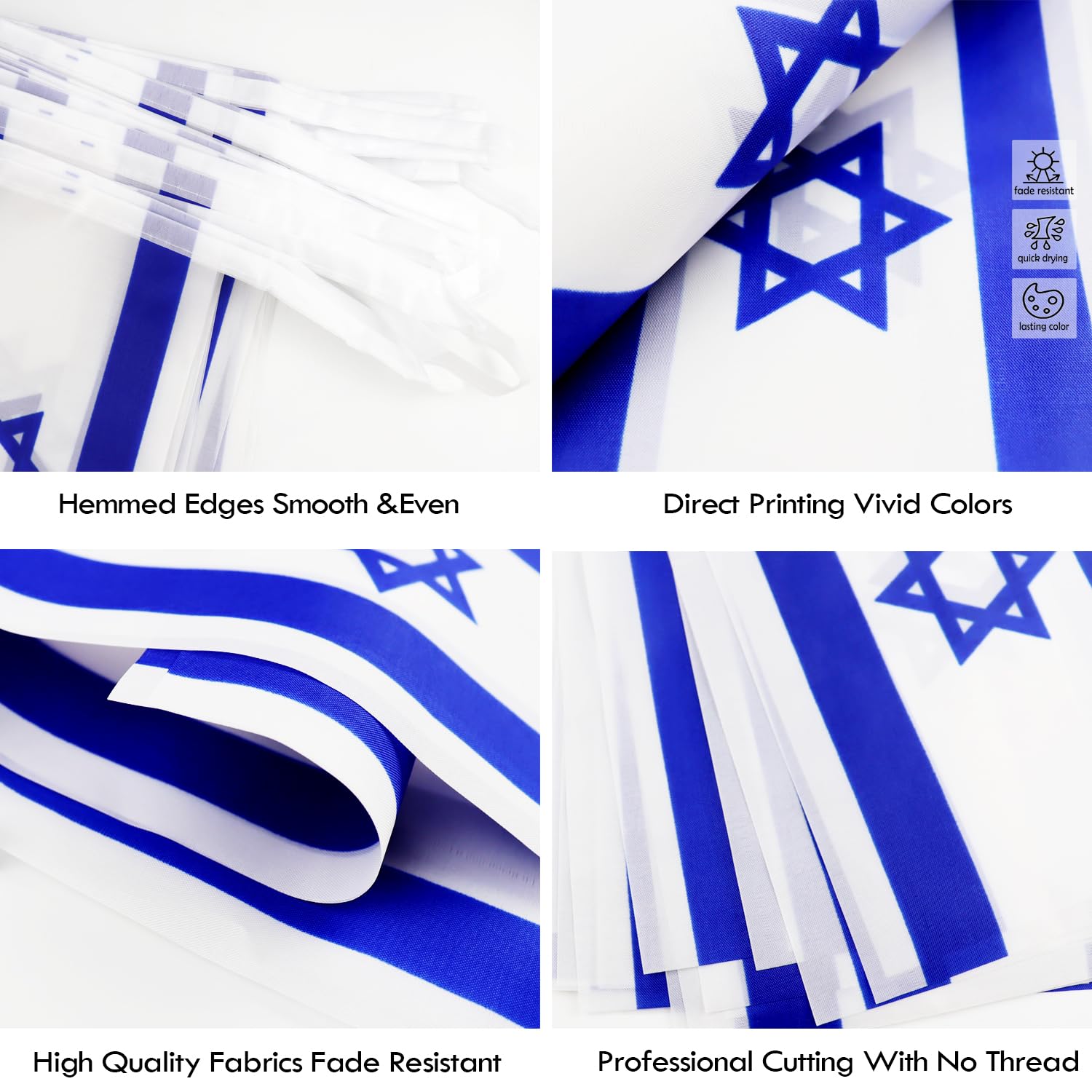 Israel-Flaggen Banner, 10 M Mit 38 Wimpeln – Blau-weiße Wimpelkette Für Innen & Außen