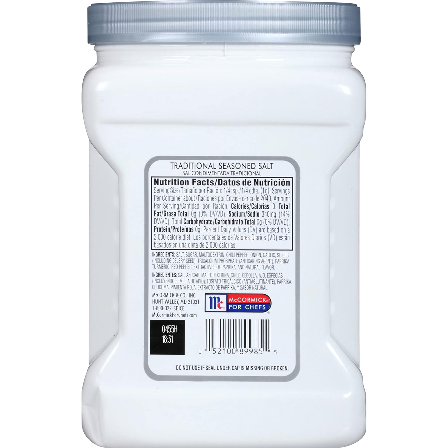 McCormick Culinary Traditional Seasoned Salt, 4.5 lbs : Flavored Salt : Everything Else