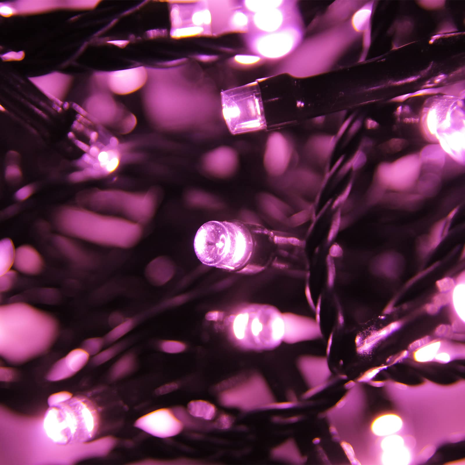 Luci LED Natalizie da Esterno/Interno, 5mm, Cavo Verde, 8 Modalità, Controller 31V con Memoria, IP44 (Rosa, 9M 180LED)