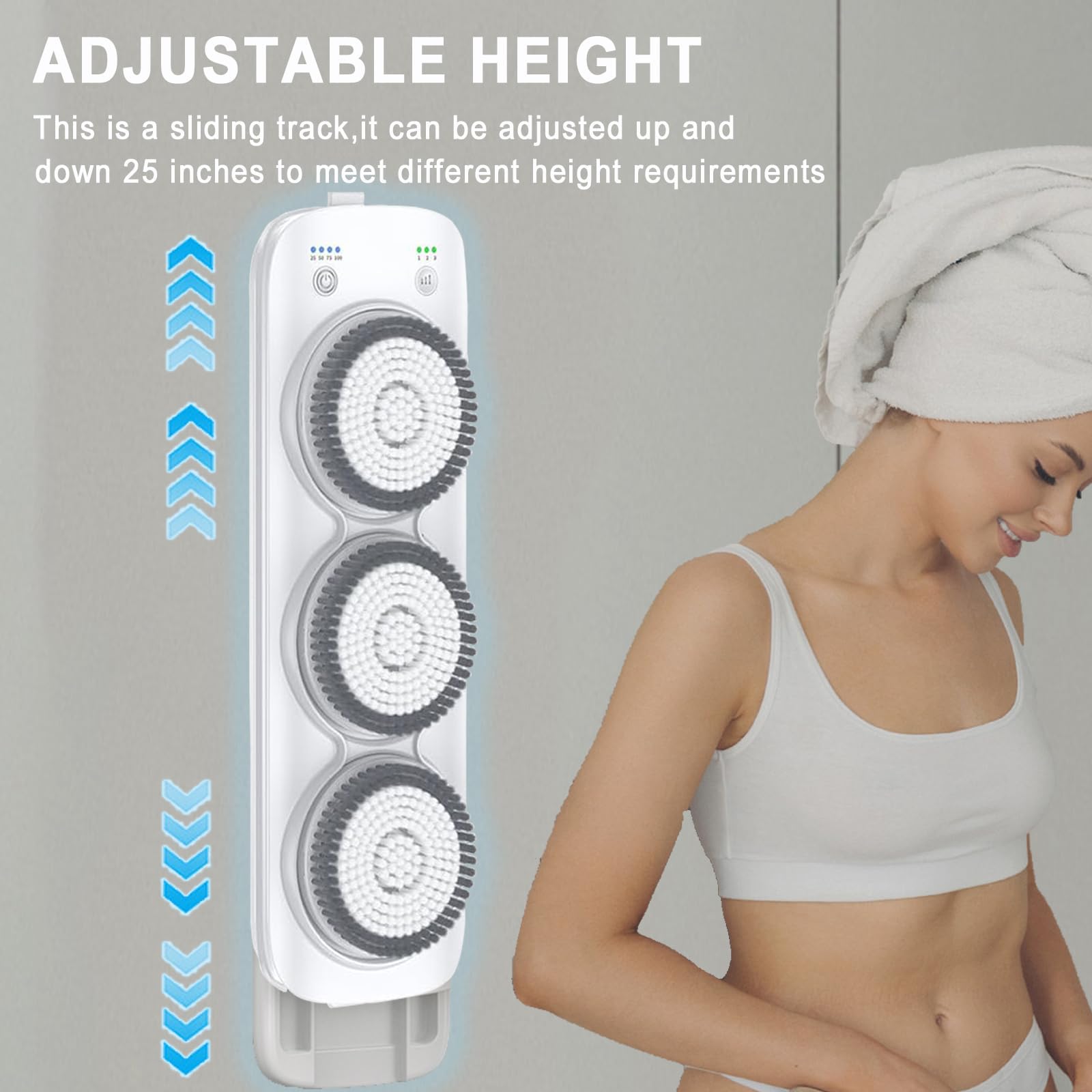 Elektrische Körperbürste, wiederaufladbare Wandbürste, Badebürste mit drei rotierenden Hautbadebürstenköpfen für die Tiefenreinigung, Massage und Peeling-Körperbürste