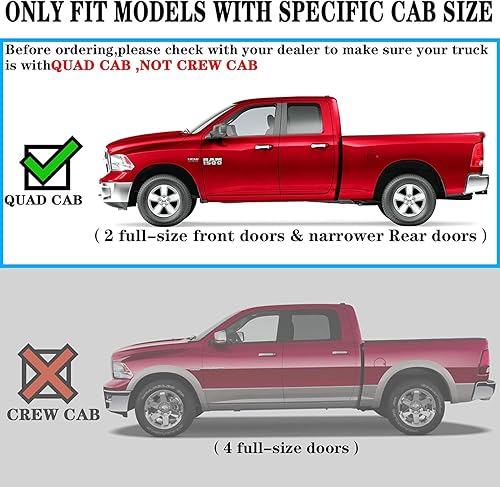 Miniatura 3 de COMNOVA - Estribos de aluminio compatibles con Dodge Ram 1500 Quad Cab 2009-2018, Dodge Ram 2500 3500 Quad Cab. Estribos laterales de 6.5 pulgadas