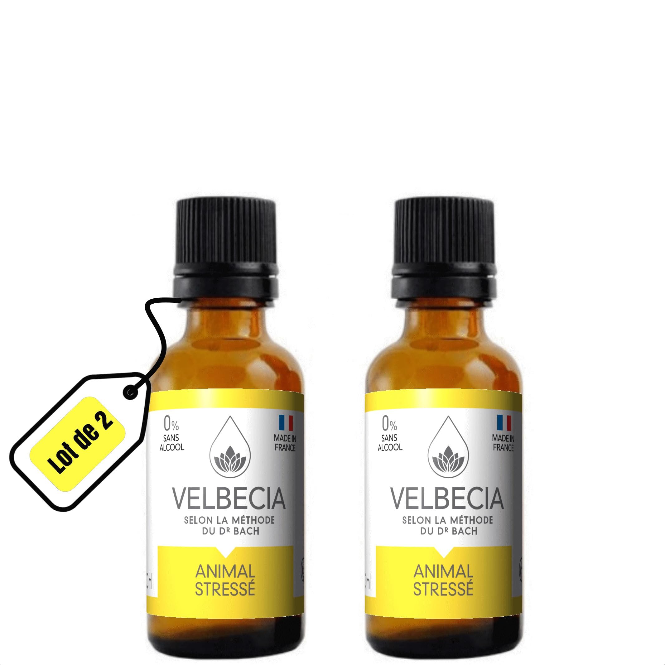 Velbecia® - Fiori Dr Bach Stressato animale 30 ml +1 GRATIS - SENZA ALCOL - Lenisce e calma il tuo animale