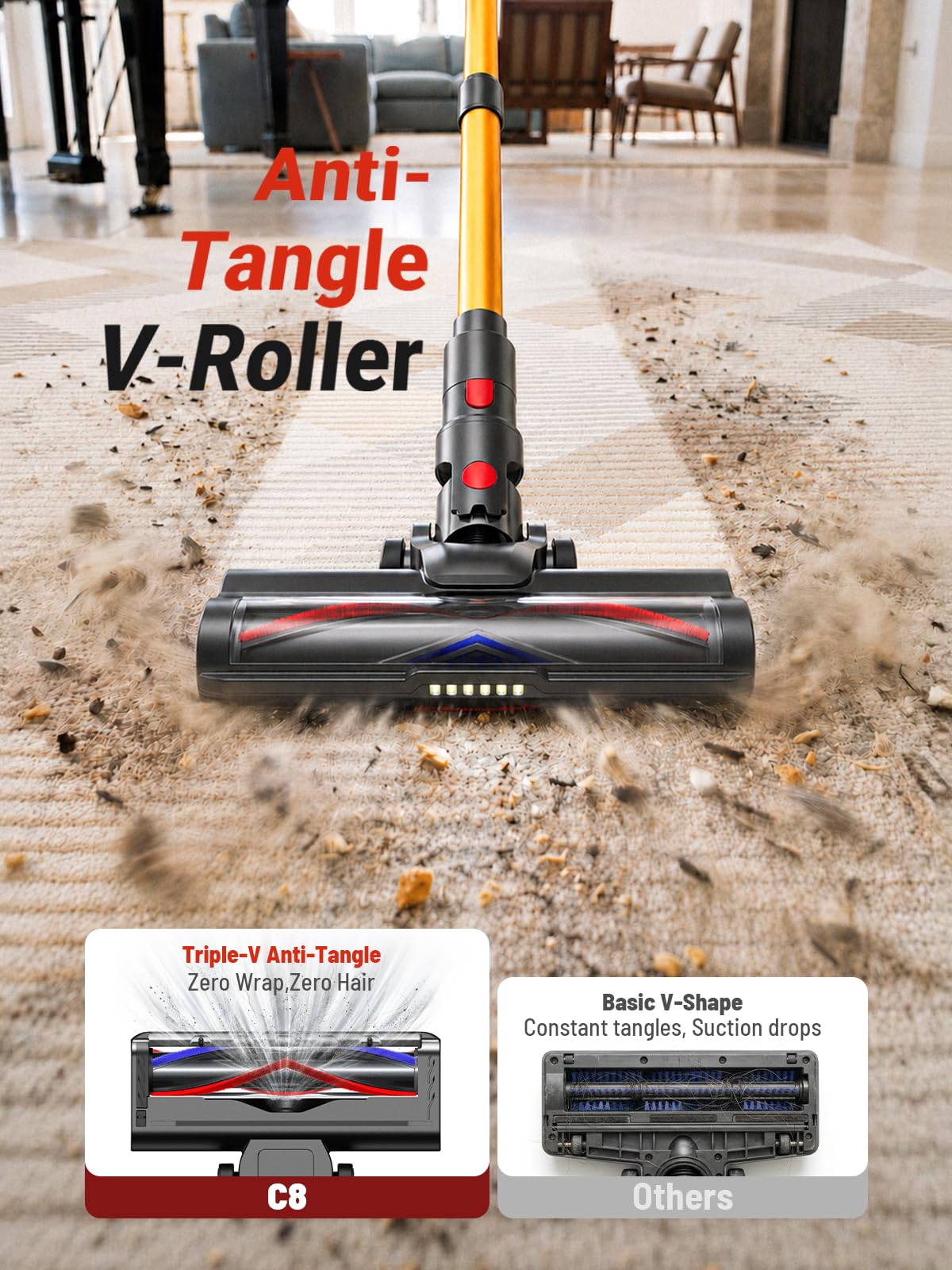 CHEBIO Cordless Vacuum - Powerful Pet Hair Cleaning -3 CHEBIO Cordless Vacuum - Powerful Pet Hair Cleaning -3