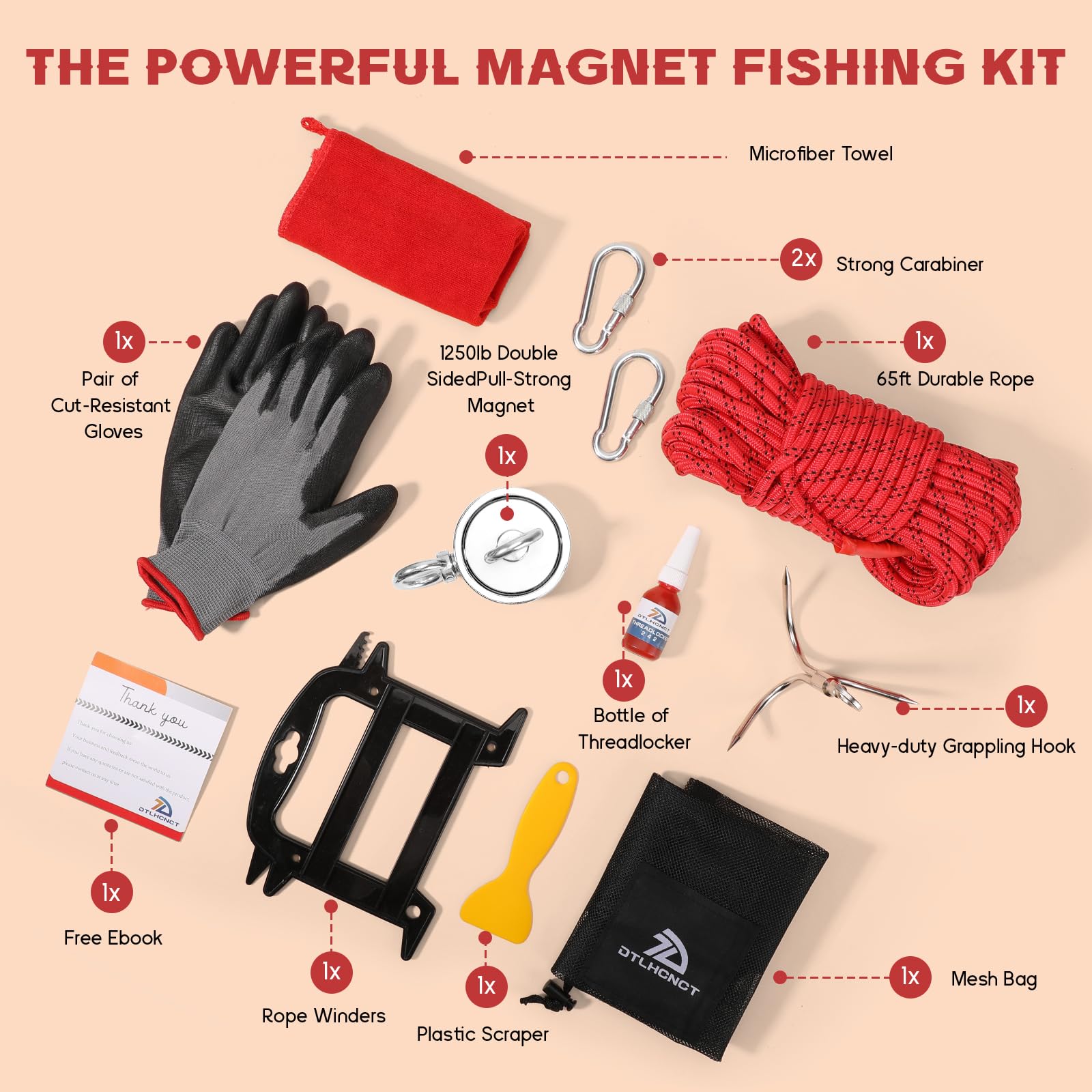 Magnet Fishing Kit - 1250lb Powerful Magnet -3 Magnet Fishing Kit - 1250lb Powerful Magnet -3