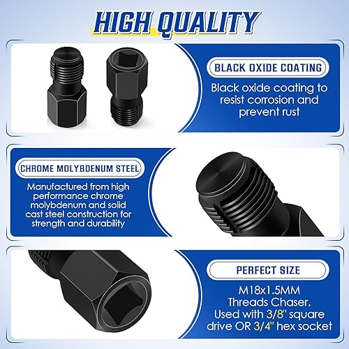 Miniatura 2 de 2 piezas de perseguidor de rosca con sensor de oxígeno M18 x 0.059 in, piezas de repuesto automotriz, limpia fácilmente los hilos en roscas de