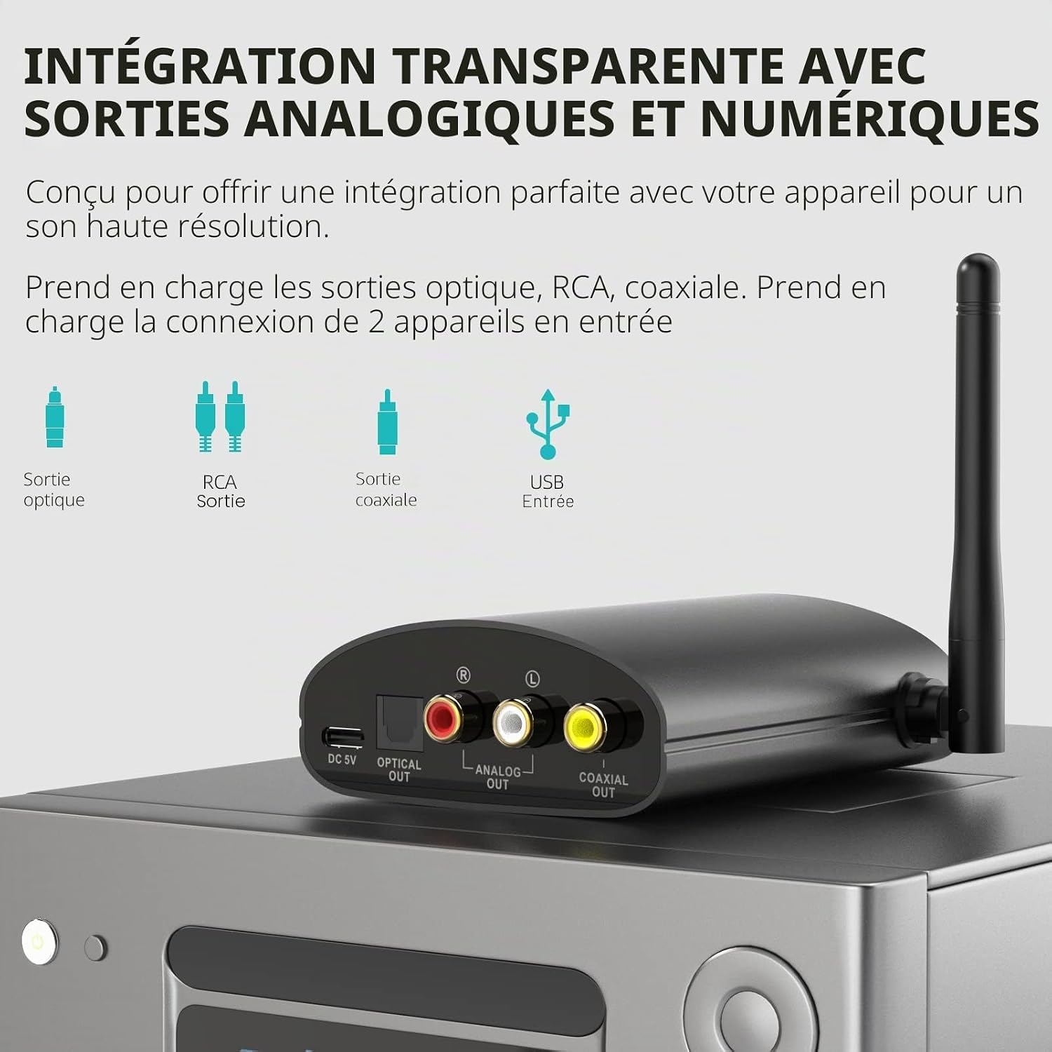 1Mii DS500 Récepteur Bluetooth HiFi LDAC pour chaîne stéréo, DAC