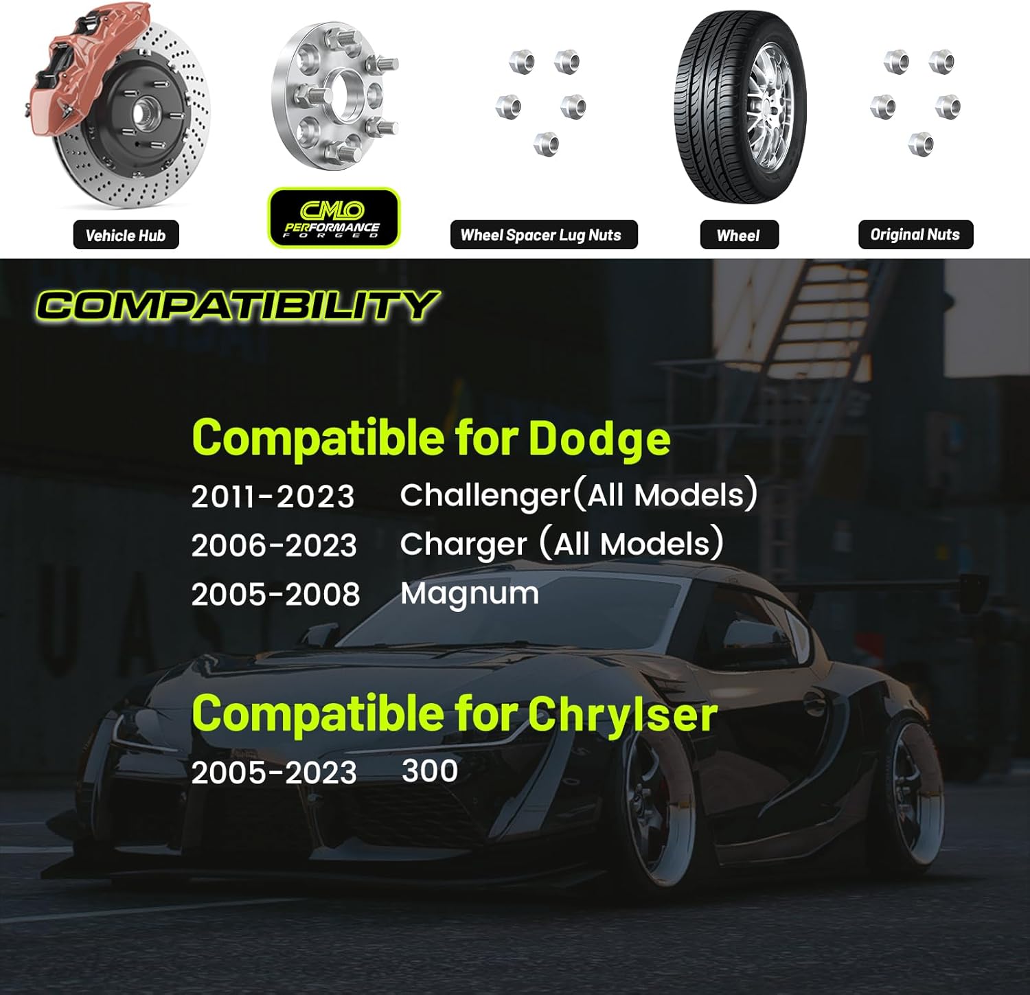 50mm (2 Inch) Hubcentric Wheel Spacers 5x115 Compatible For Dodge Charger 2006-2022, Challenger 2008-2022, Magnum 2005-2008, Compatible For Chrysler 300c 2005-2022 (2pcs 71.6mm M14x1.5) Spacer - Image 3