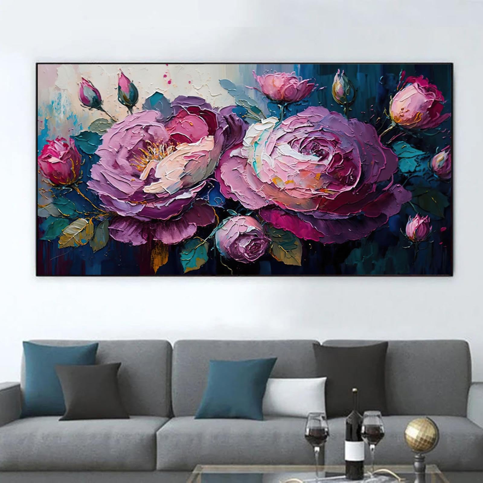 Impression sur toile de qualité supérieure fleurs rouges pour grand mur - 7
