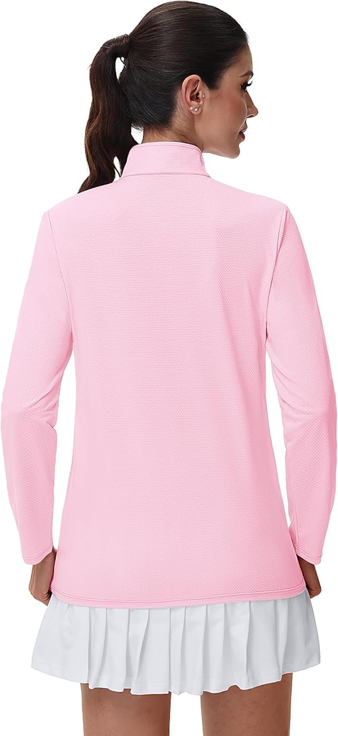 MAGCOMSEN Women's Quarter Zip Pullover Long Sleeve UPF 50+ Rashguard Golf Sun Protection Shirts Quick Dry Workout Tops - Image 2