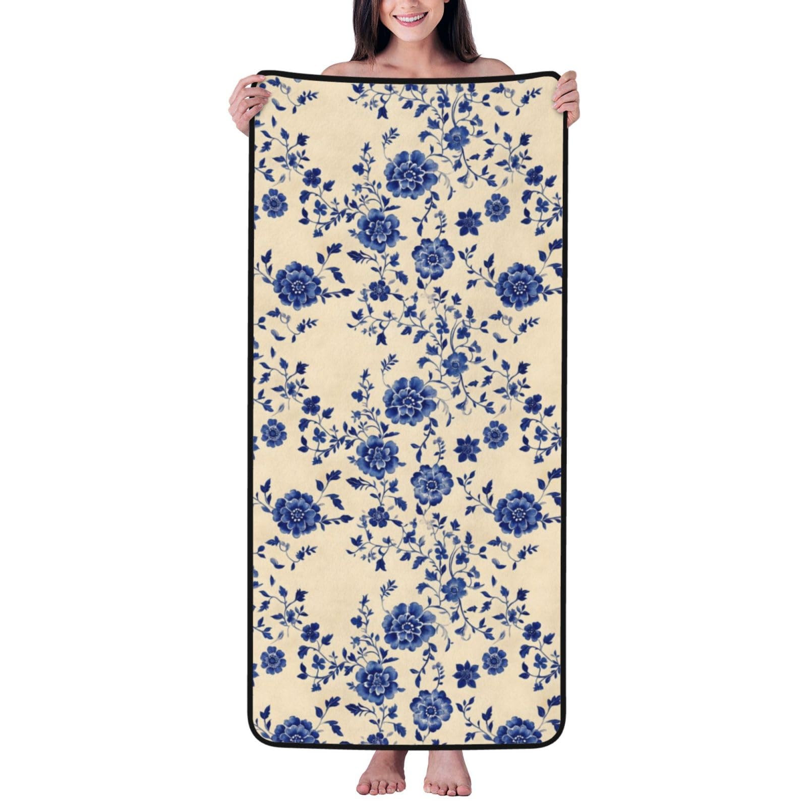 Serviettes en microfibre pour le corps drap de bain imprimé fleurs rétro