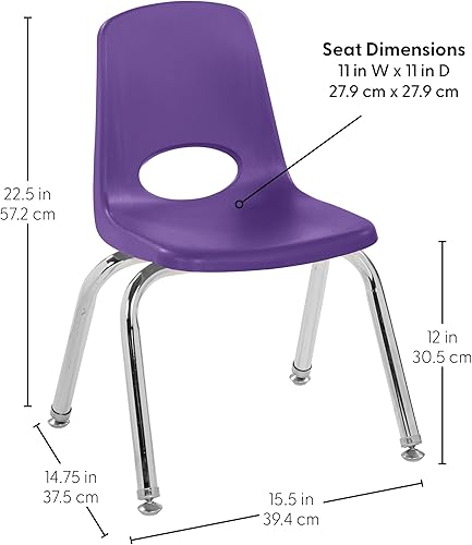 Miniatura 2 de Factory Direct Partners 10360-PU Silla escolar apilable de 12 pulgadas, asiento apilable para estudiantes con patas de acero cromado y rodamientos