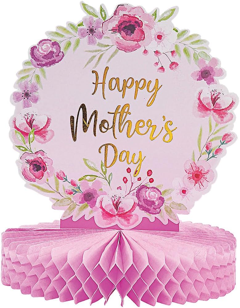 Fun Express Mother’s Day Centerpiece – Elegant Floral Table Decor for Mother’s Day Celebrations Spring Parties Special Occasions – Dining Table or Event Decor for Mom – 1 Piece - Red