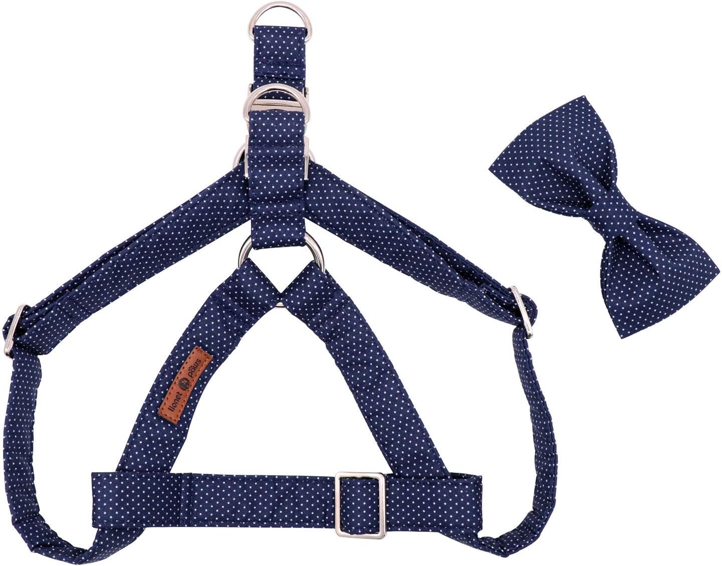 Lionet Paws Dog Harness with Bowtie Cotton No-Pull Adjustable Pet Harness with Metal Buckle for Small Medium Large Dogs