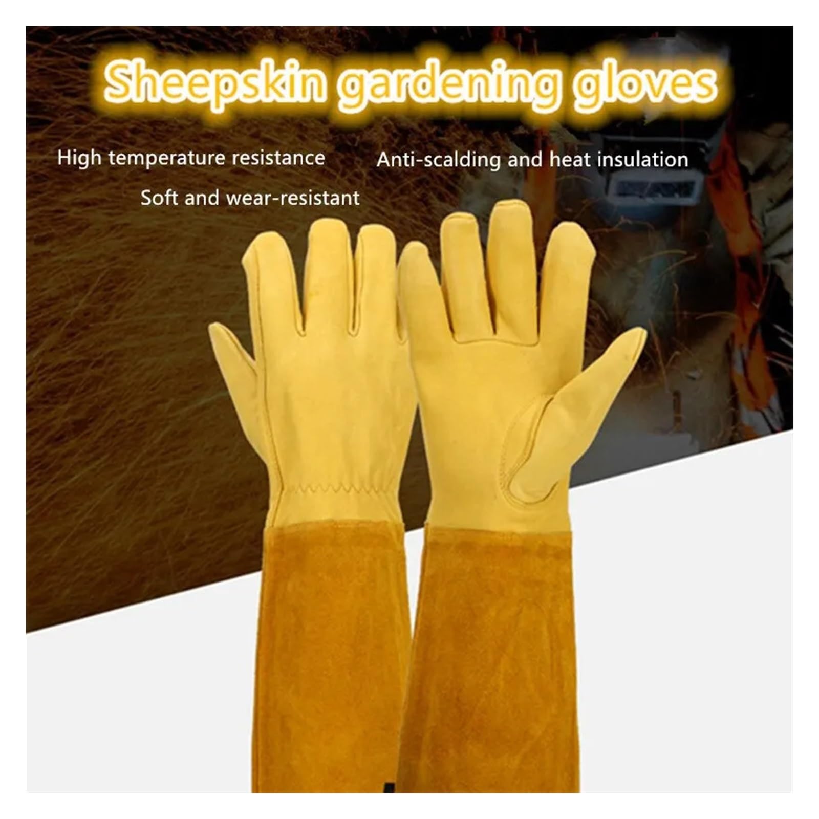 Lederhandschuhe For Rosenbeschneidung, Gartenarbeit, Imkerei, Dornensicher, Langärmelig, Arbeitshandschuh, For Männer Und Frauen, Gartenbeschneidungshandschuhe Starker Griff(Yellow1,XL)