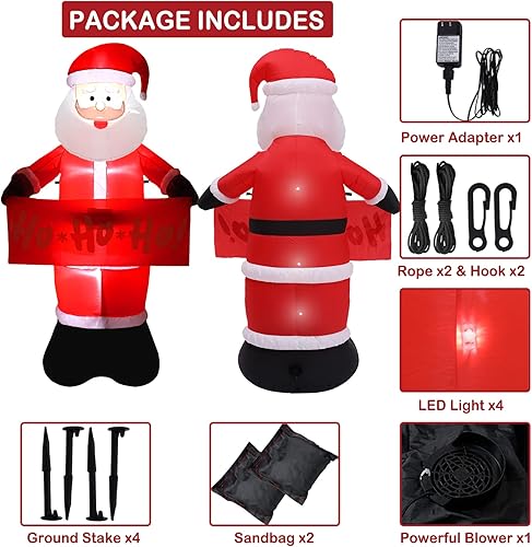 Miniatura 5 de Buheco Decoraciones inflables de Navidad al aire libre, 7 pies de alto, Papá Noel inflable gigante inflable para decoración de patio de Navidad con