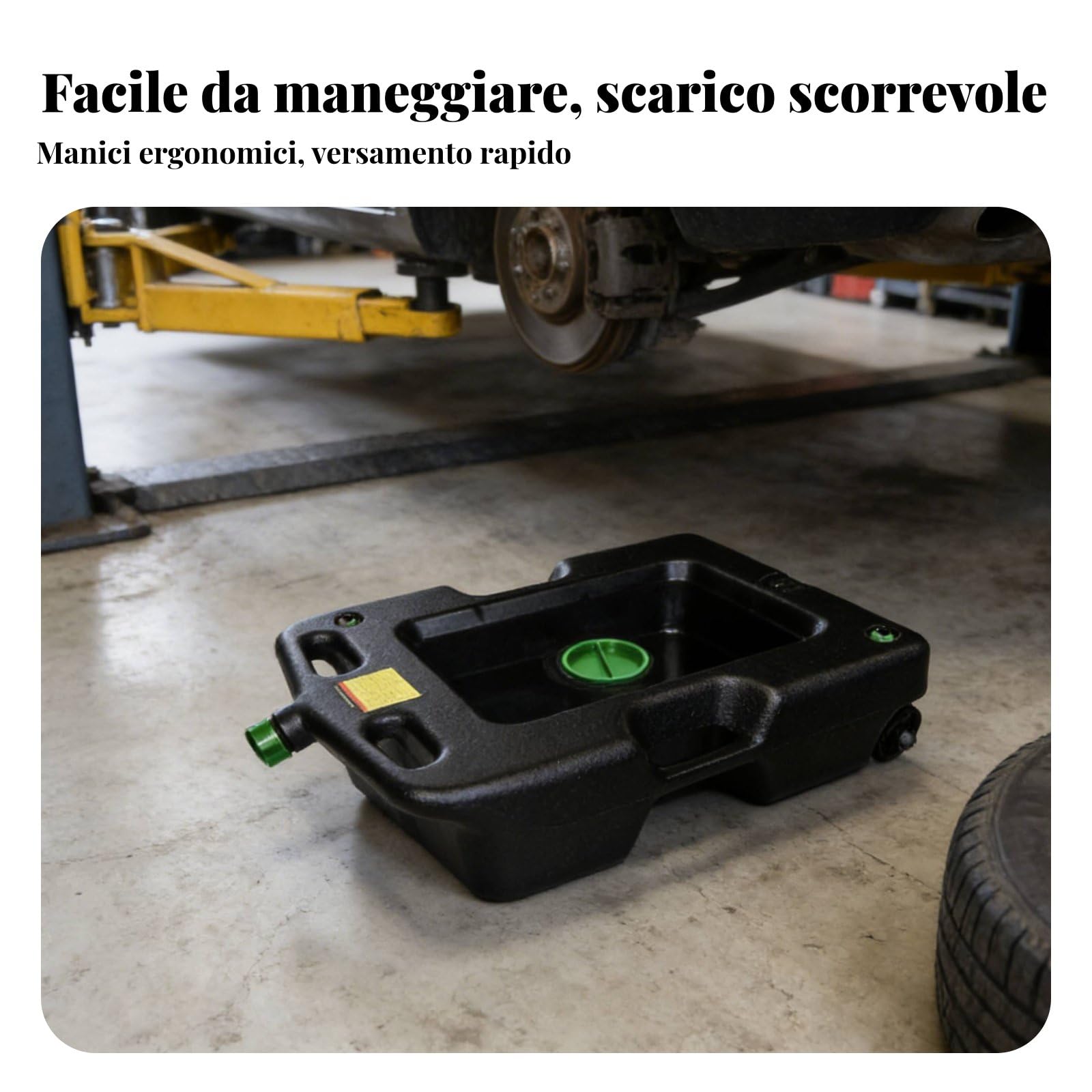 Vasca Recupero Olio Esausto Costruzione Durevole Recuperatore Olio Esausto Polietilene Ad Alta Densità per Meccanici, Manutenzione Auto, Garage