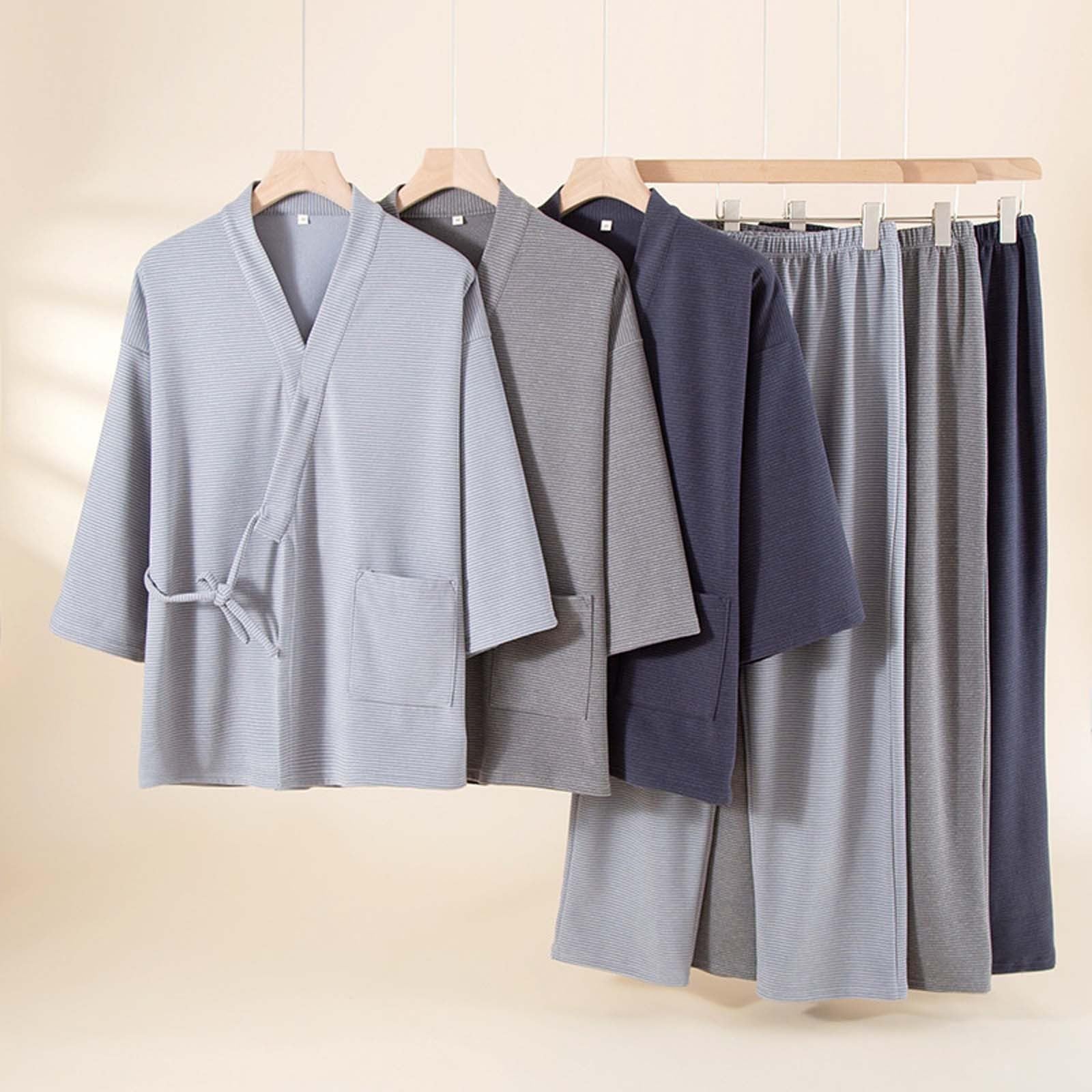 Genérico Pijama Hombre Invierno Pijama Hombre Polar Ropa de Entretiempo Conjunto Casual De Dos Piezas Manga Larga Terciopelo Suave para Primavera Y Otoño