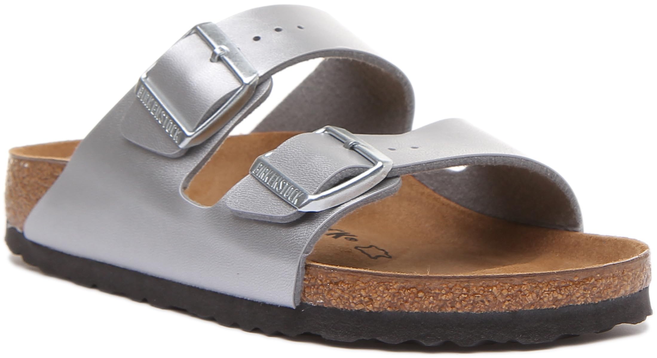 Birkenstock Arizona Ladies Silver Womens Slide Sandals 101228301 in a Plain Man-made in Size 36