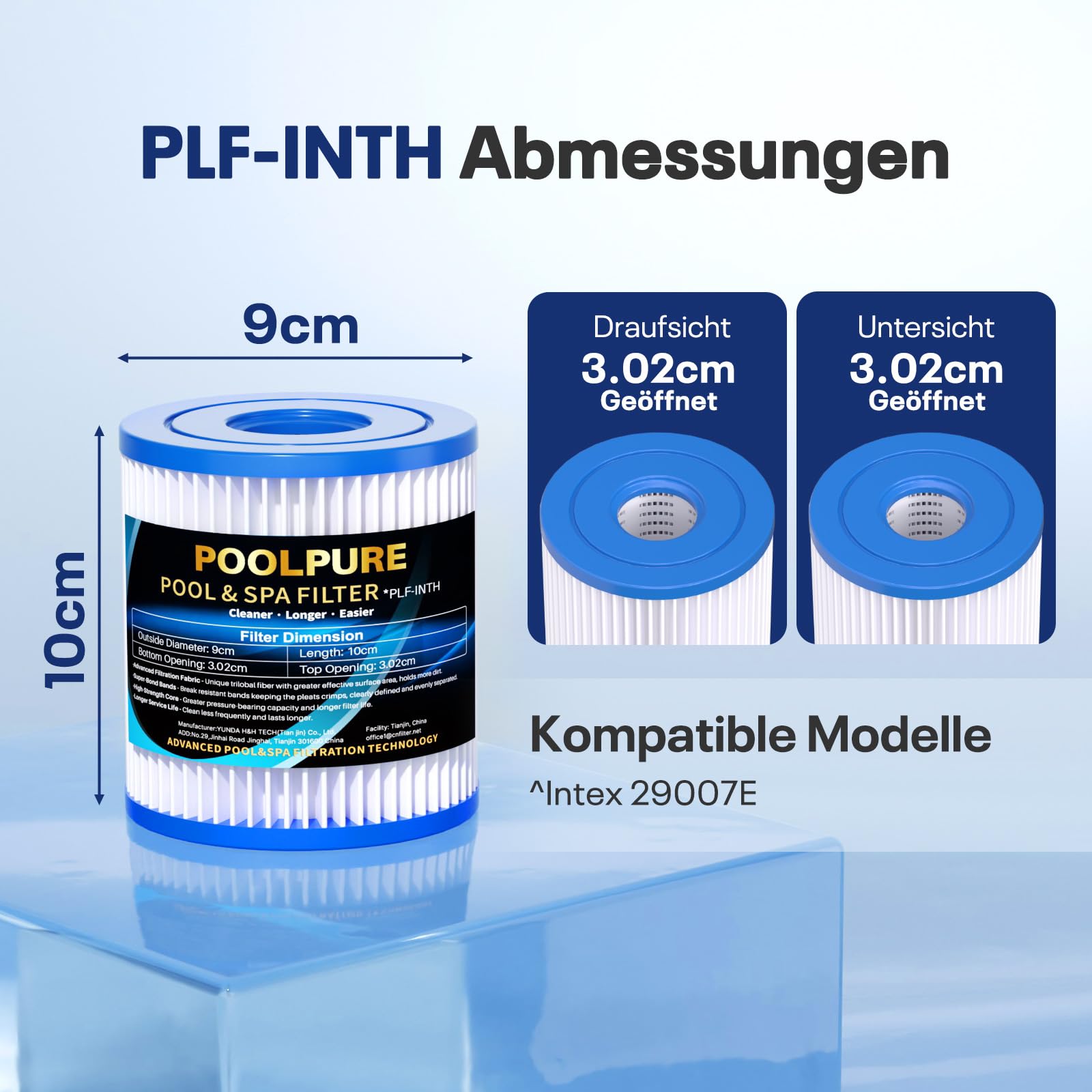 POOLPURE 6er Pack Filterkartusche Typ H (29007) – Hochleistungs-Ersatzfilter für Kartuschenfilteranlagen (Modelle 28601, 28602) – Für kristallklares Poolwasser
