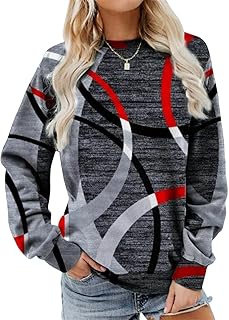 Moletom Feminino Com Gola Redonda, Pulôver Feminino Com Gola Redonda e Estampa Geométrica, Ajuste Casual