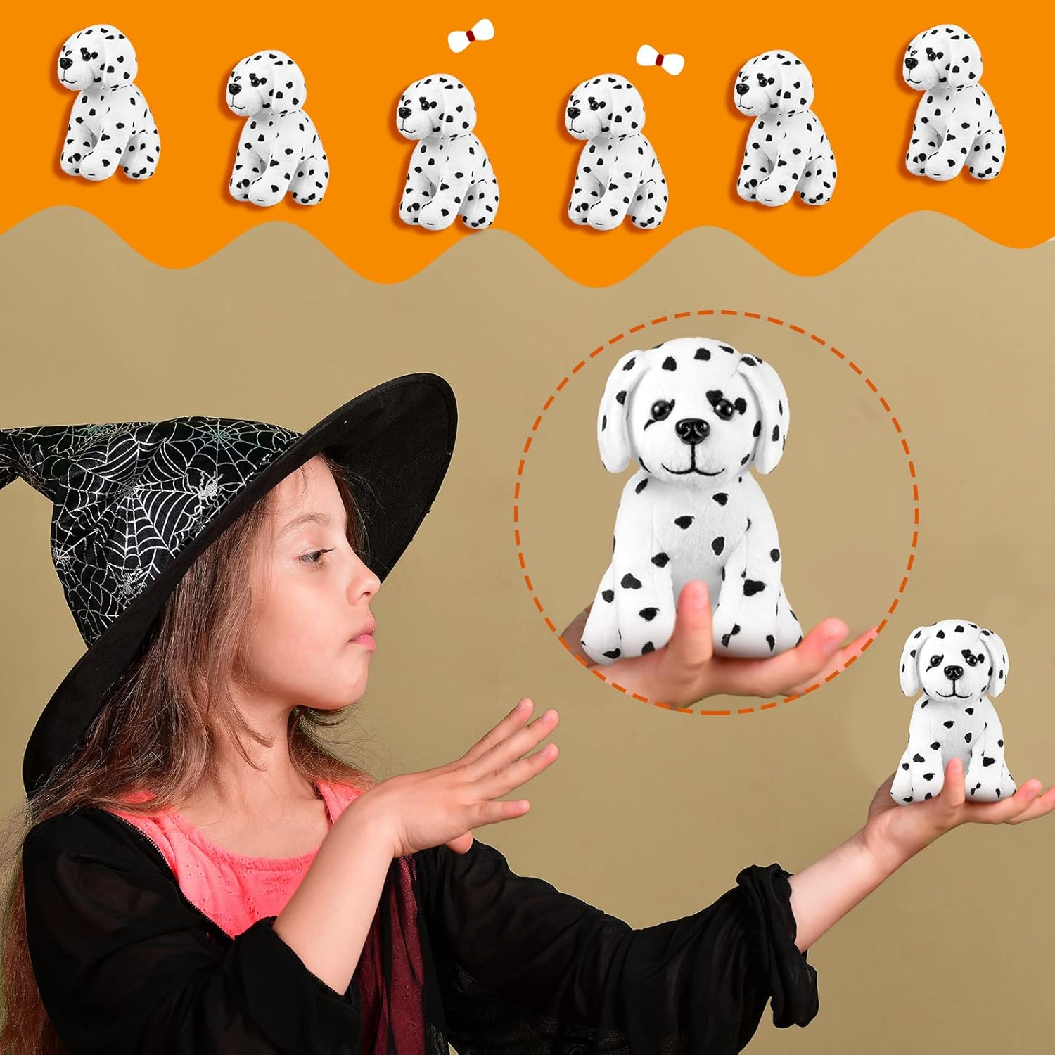 Jiuguva 6 Pcs Dalmatians Dog Stuffed Toys Plush Spotted Dog Realistic Stuffed Puppy Soft Dalmatian for Firefighter Birthday Party Carnival Prize Gift Baby Shower Decorations, 5.7 Inch(Cute Style)