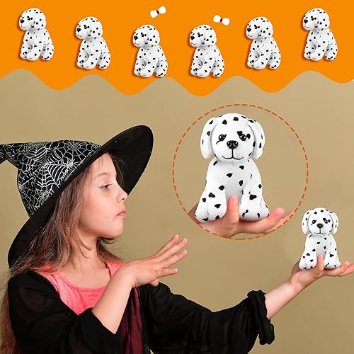 Miniatura 6 de Jiuguva 6 juguetes de peluche para perros dálmatas, perros manchados, realistas, suaves, dálmatas, recuerdos de fiesta para Halloween, carnaval,