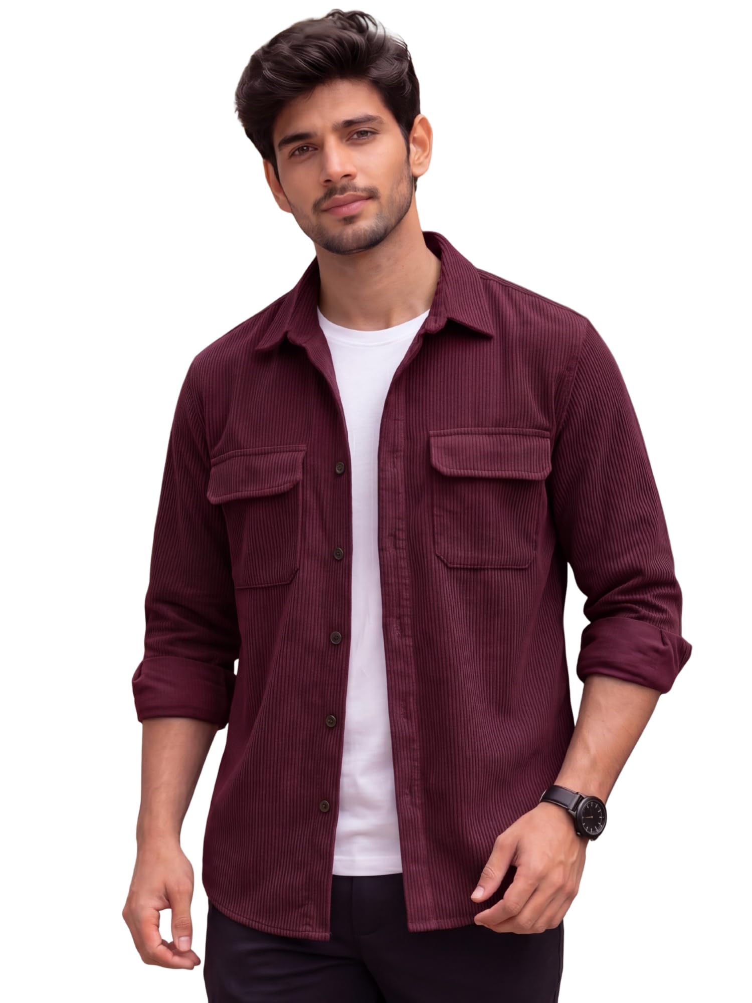miramichi Men's Shirts for Men Stylish | Corduroy Double Pocket Button-Down Shirt for Men's | Full Sleeve Casual Jacket Shirt's | Breathable Fabric Good for Outing Use-picture-51