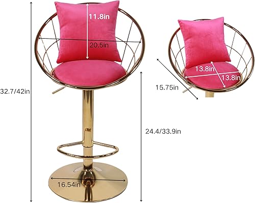 Miniatura 10 de Juego de 2 taburetes de bar giratorios, sillas de bar de altura ajustable con respaldo y reposapiés, taburete de bar de cocina de oro blanco con