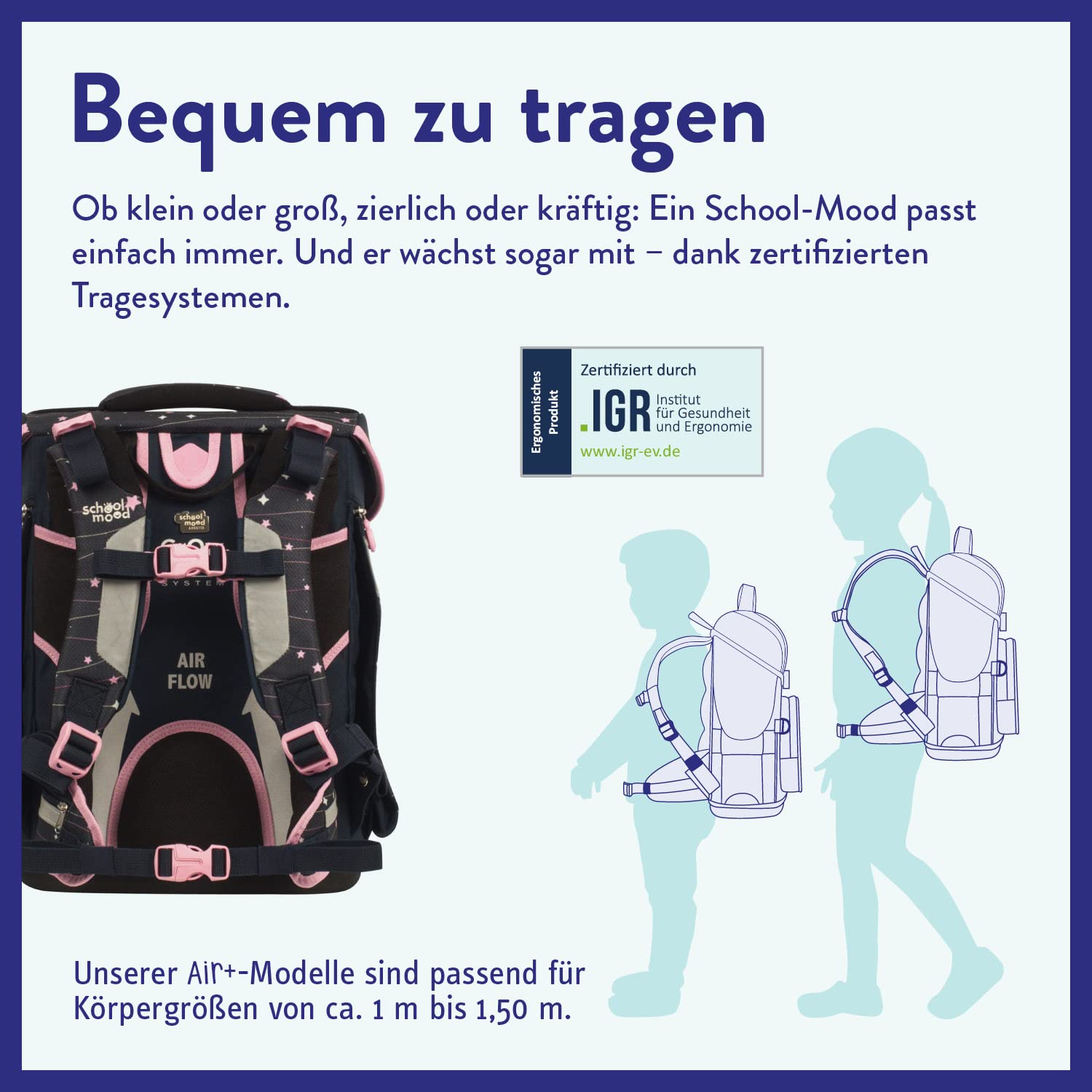 SCHOOL-MOOD - Juego de mochila escolar Pony, 7 piezas - Hero Maxx Air+ - Incluye accesorios - mochila escolar ergonómica para niños y niñas - Mochila escolar para niños de 1ª a 4ª clase Ella (Pony),