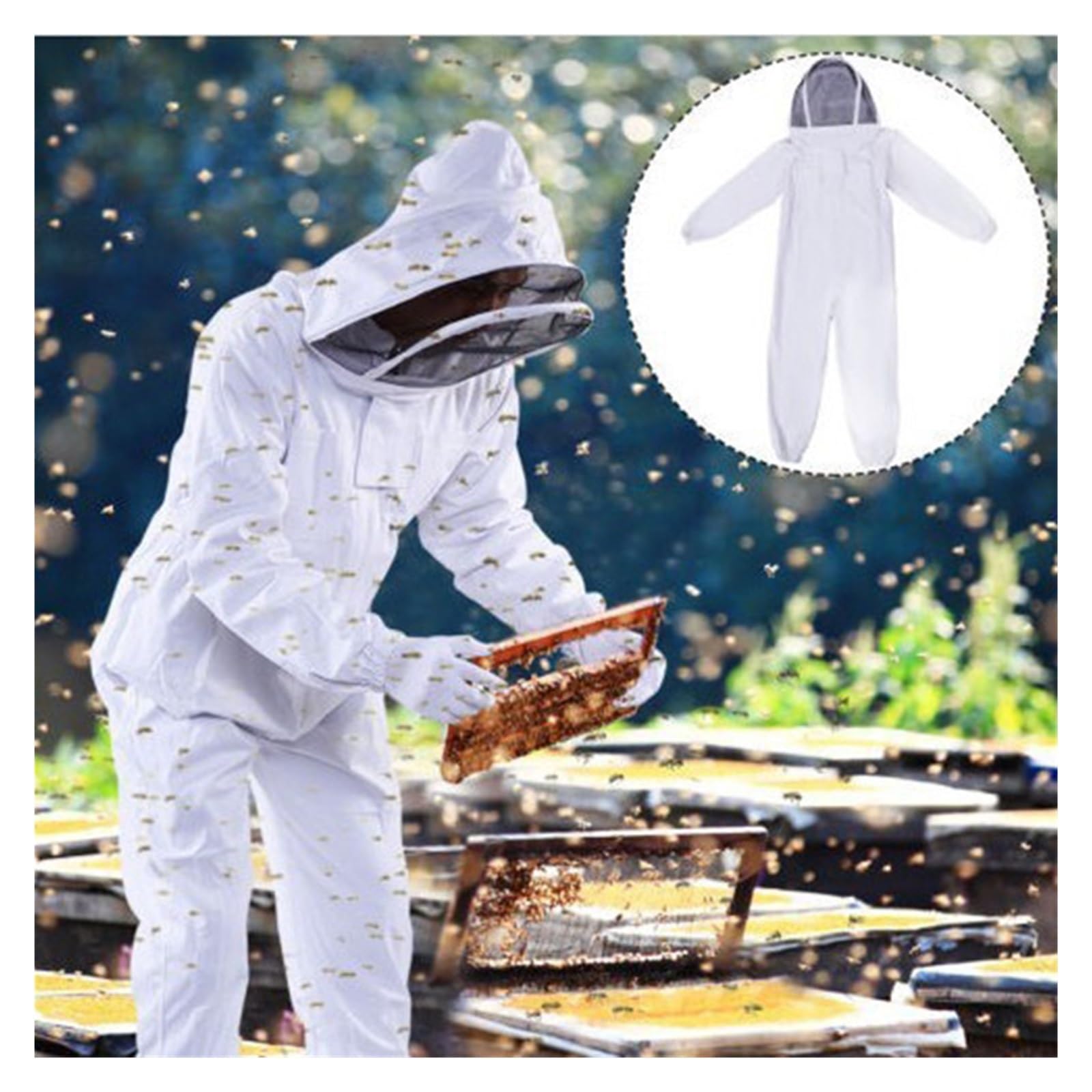 Costume d'apiculture, Combinaison d'apiculture professionnelle en coton avec voile de protection anti-abeilles for apiculteurs(L)