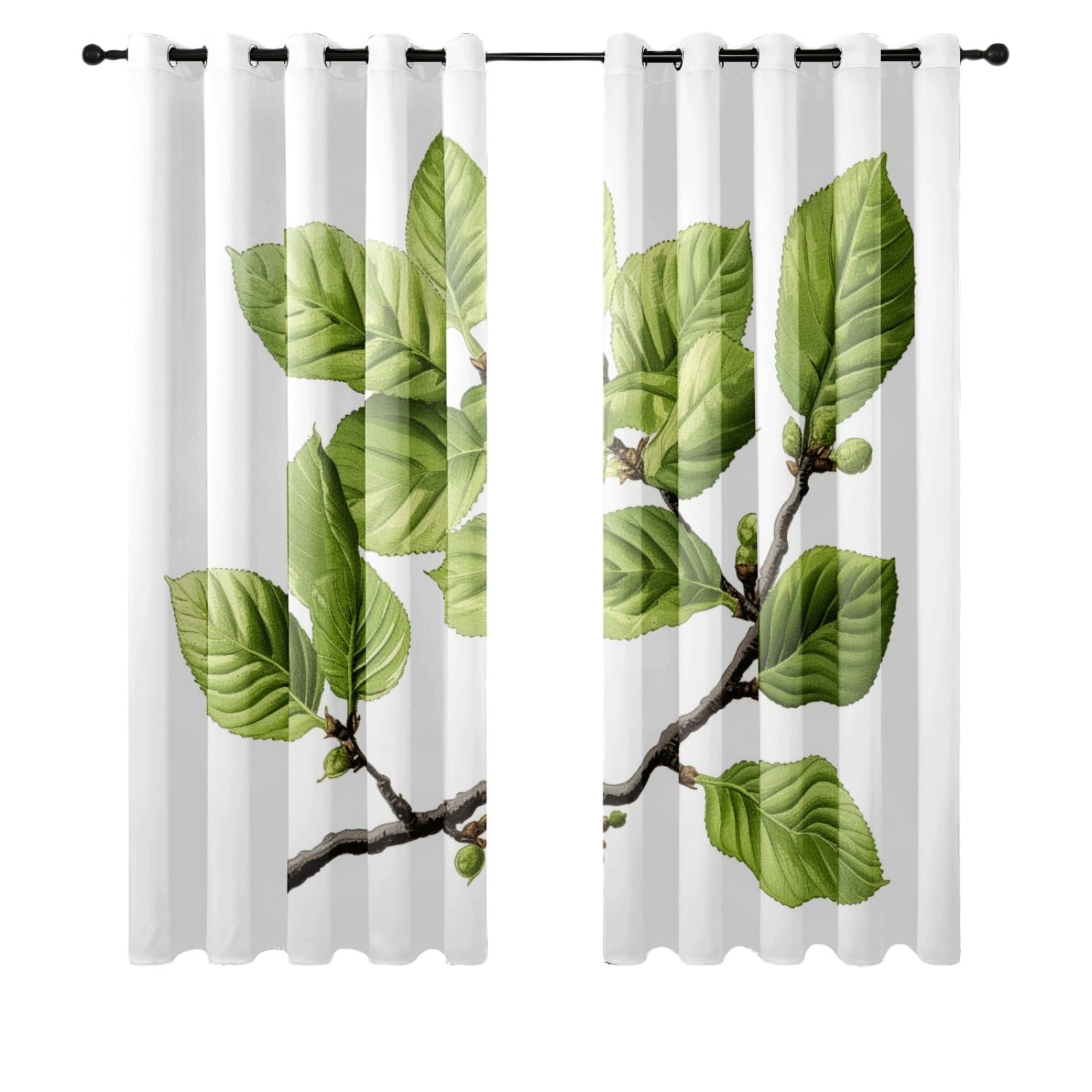 Curtain Minzgrün Weiß Gardinen Blackout Curtain Polyester Vorhang mit Ösen Waschbar Vorhänge Living Room Verdunklungsvorhänge Schlafzimmer Gardienen Vorhang Blickdicht 2x140x160cm