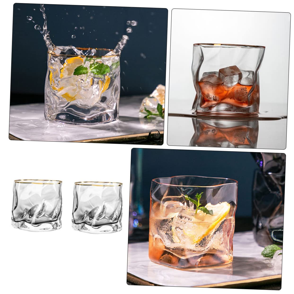 2piezas Vasos De Vidrio para Whisky De Copa De Vino y Cerveza Bebida Transparente para Bar y Hogar para Fiestas y Reuniones