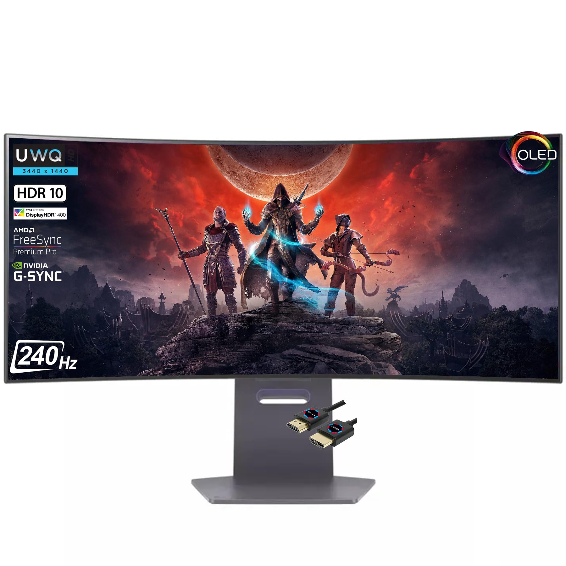 LG 34 UltraGear OLED Curved Gaming Monitor 34 WQHD 3440x1440 240Hz 0 03ms GTG 800R HDR10 DisplayHDR TRUE