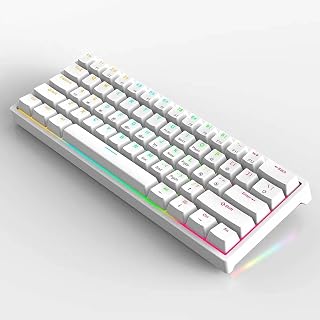White, 60% Mechanical Gaming Keyboard, 61 key, RGB backlit, Green/Blue mechanical switch wired keyboard, for Windows/Mac/IOS (White)