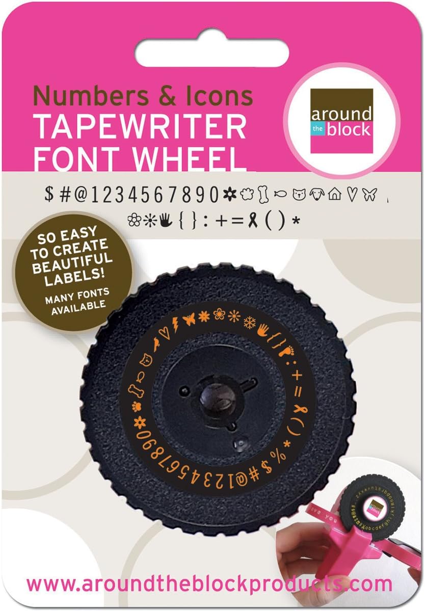 Around The Block Tape Writer Font Wheel, Icons & Numbers