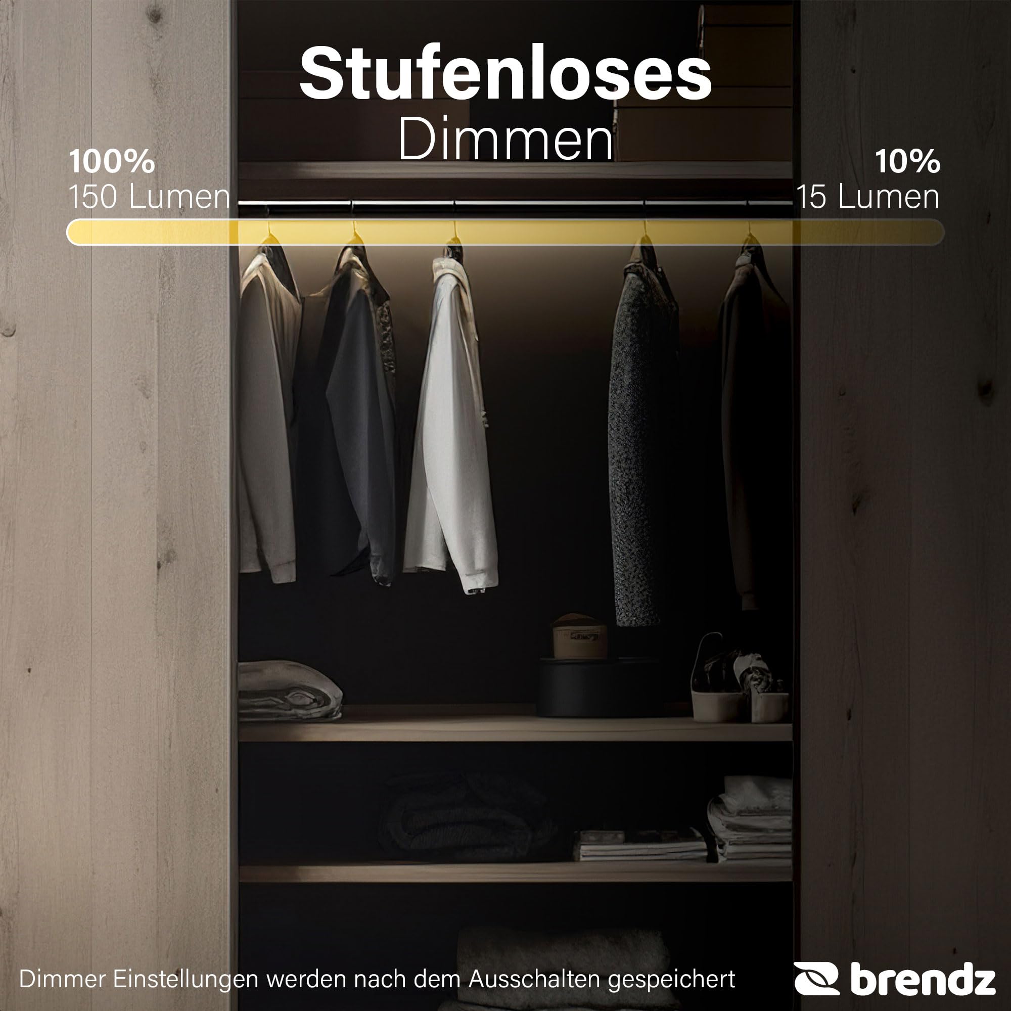 Brendz Schranklicht mit Bewegungsmelder, Kleiderschrank Beleuchtung, 4 x 40cm