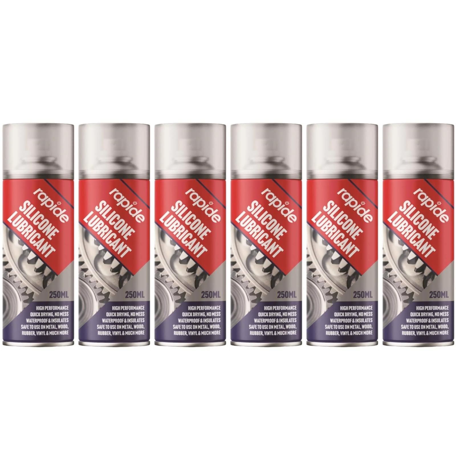 PEBBLE HUG Silicone Lubricant Spray, Reducing Friction, Including Rubber, Plastic, Metal, Wood, Ideal For Home, Quick-Drying, Perfect For Both Indoor And Outdoor Use, 250ml, (6 Pcs)