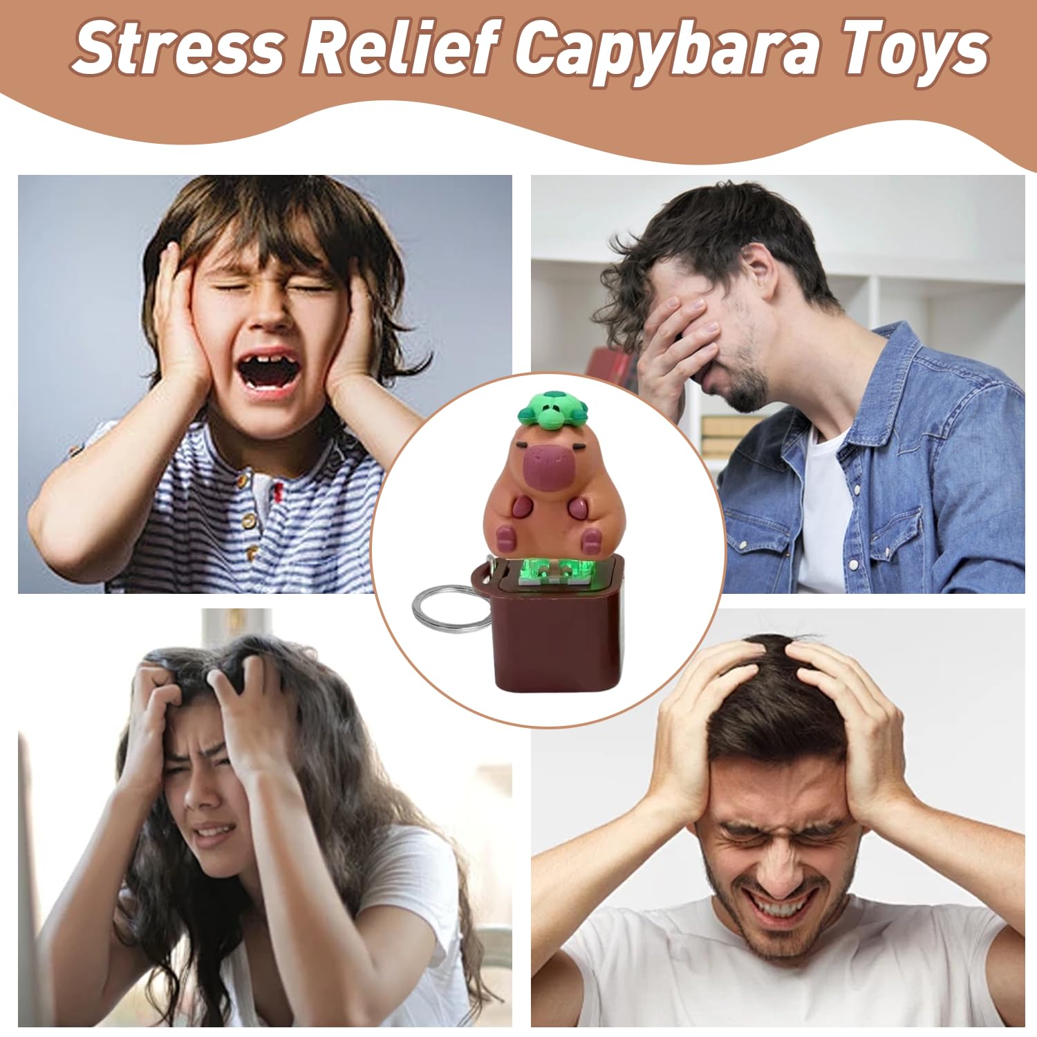 Nhemeylp Capybara Keyboard Fidget Toy with Light and Sound, Funny Button Quacking Key Board Clicker - Image 4
