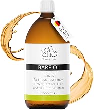 Tom & Leo Barf Oil Dog & Cat 1000 ml Pure Oil with Omega 3 6 9 | No additives, 5 natural oils, ideal for BARF feeding, barf oil for dogs and cats, Omega 3 oil dog, made in Germany