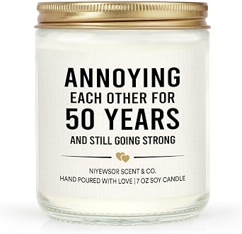 Niyewsor 50th Wedding Anniversary Couple Gifts, 50th Anniversary Candle