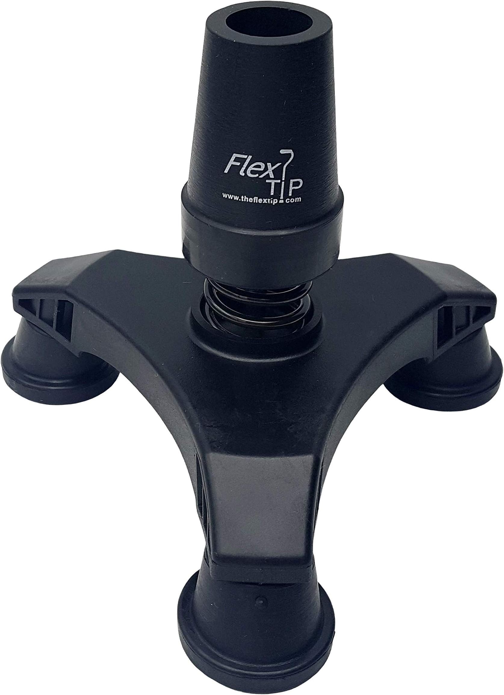 FlexTIP (TLC 5") Cool Walking Cane Tripod Foot – Free-Standing - Anti-Shock, Bending, All-Terrain Stability & Traction – Universal Attachment for 3/4” OD Walking Stick, Solid or Aluminum