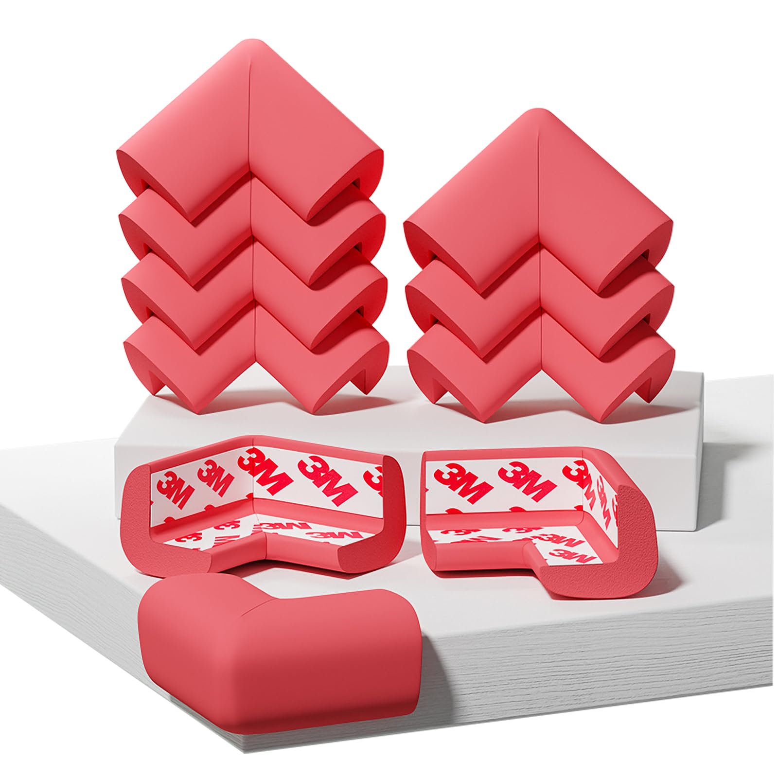 Fozobaiy Red Baby Corner Protectors,Baby Proofing Foam Edge Guard,Table Protectors For Kids,Suitable For Coffee Table Desk Furniture Fireplace Sharp Corners,10 Corner Pads (Red)