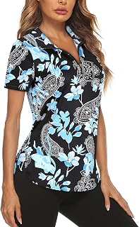 Women's Long Sleeve Golf Tennis Polo Shirts UPF50+ Half Zip Dry Fit Workout Tops Athletic Shirt